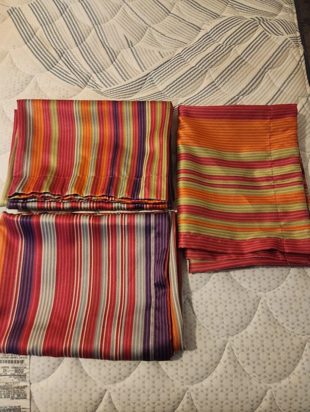 Vibrant Striped Polyester Curtains in Green Pink, Purple & Orange (3)